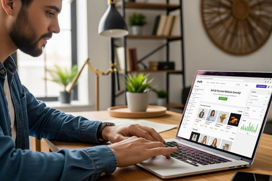 Shopify ödeme yöntemlerinin doğru kurulumu ve güven artırıcı detayları içeren içerik görseli.